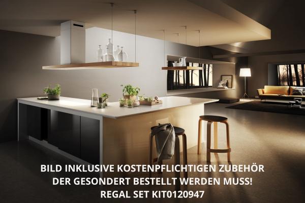 Elica BIO ISLAND WH/A/120x58 ROVERE - Inselhaube, Weiss/Eichenholz, Umluft/Abluft, 120 cm